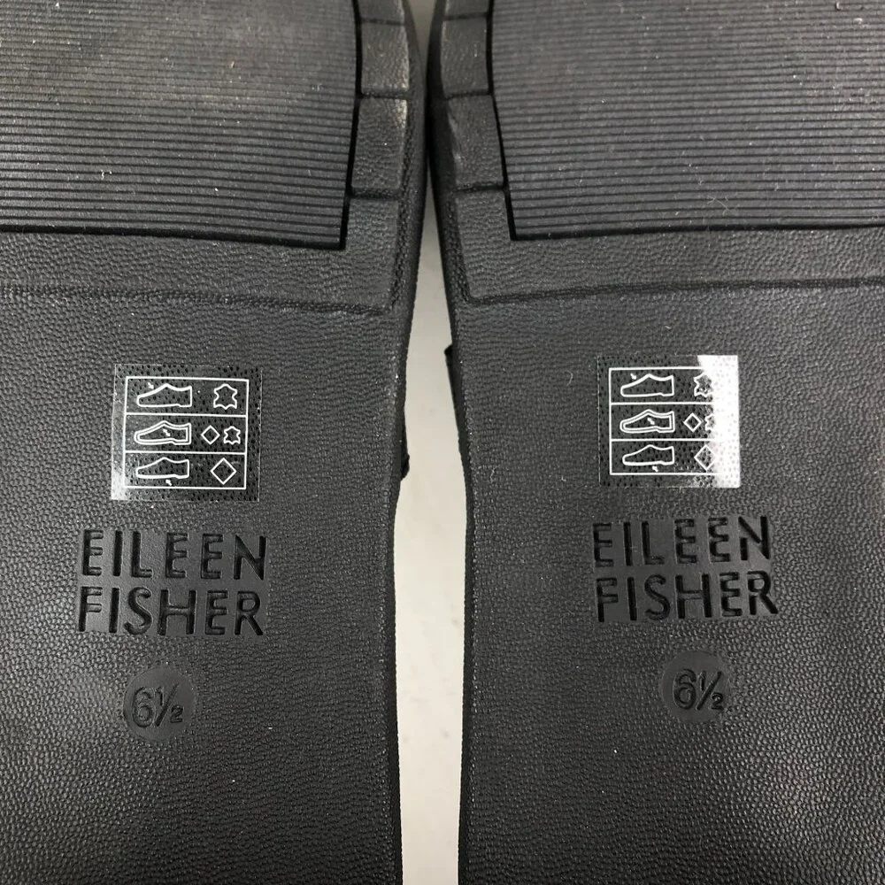 Eileen Fisher NWOT Women's Size 6.5 Noni Black Leather Open Toe Heeled Sandals